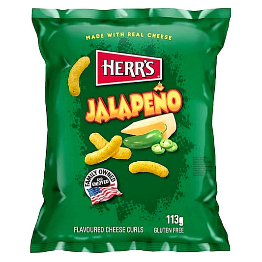 Herr's Jalapeno Flavored Cheese Curls 113g USA Chips Flips mit Käsegeschmack